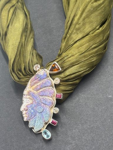 Boulder opal with gemstones