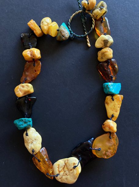 Multi color amber with turquoise