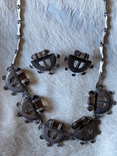 Vintage sterling, Mexican, quartz set