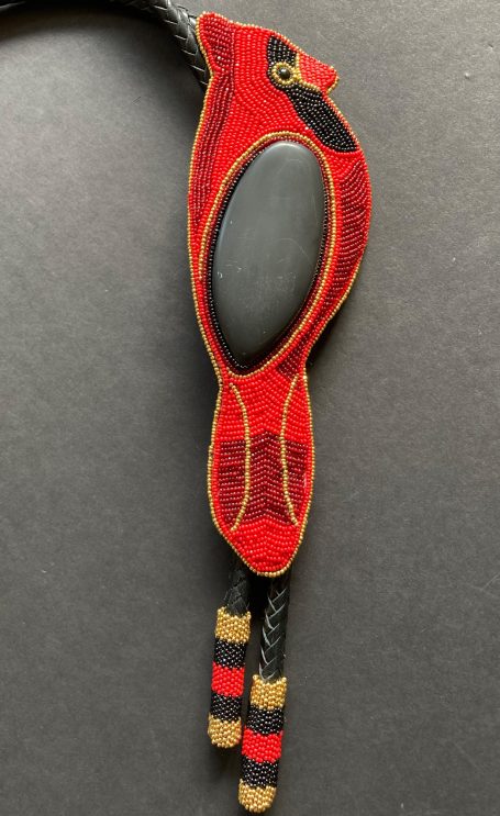 Jovanna Poblano beaded cardinal bolo